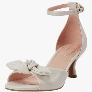 Bandolino Ivory Bow Ankle Strap Heels
